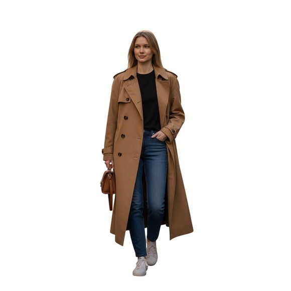 Dries Van Noten Classic Beige Long Trench Coat Double Breasted Belted